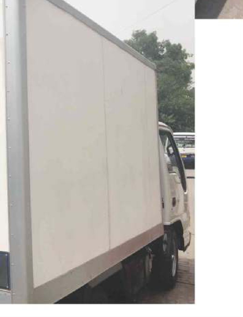Rear door, seal and locking gear on a completed Izhar Foster PIR refrigerated truck body